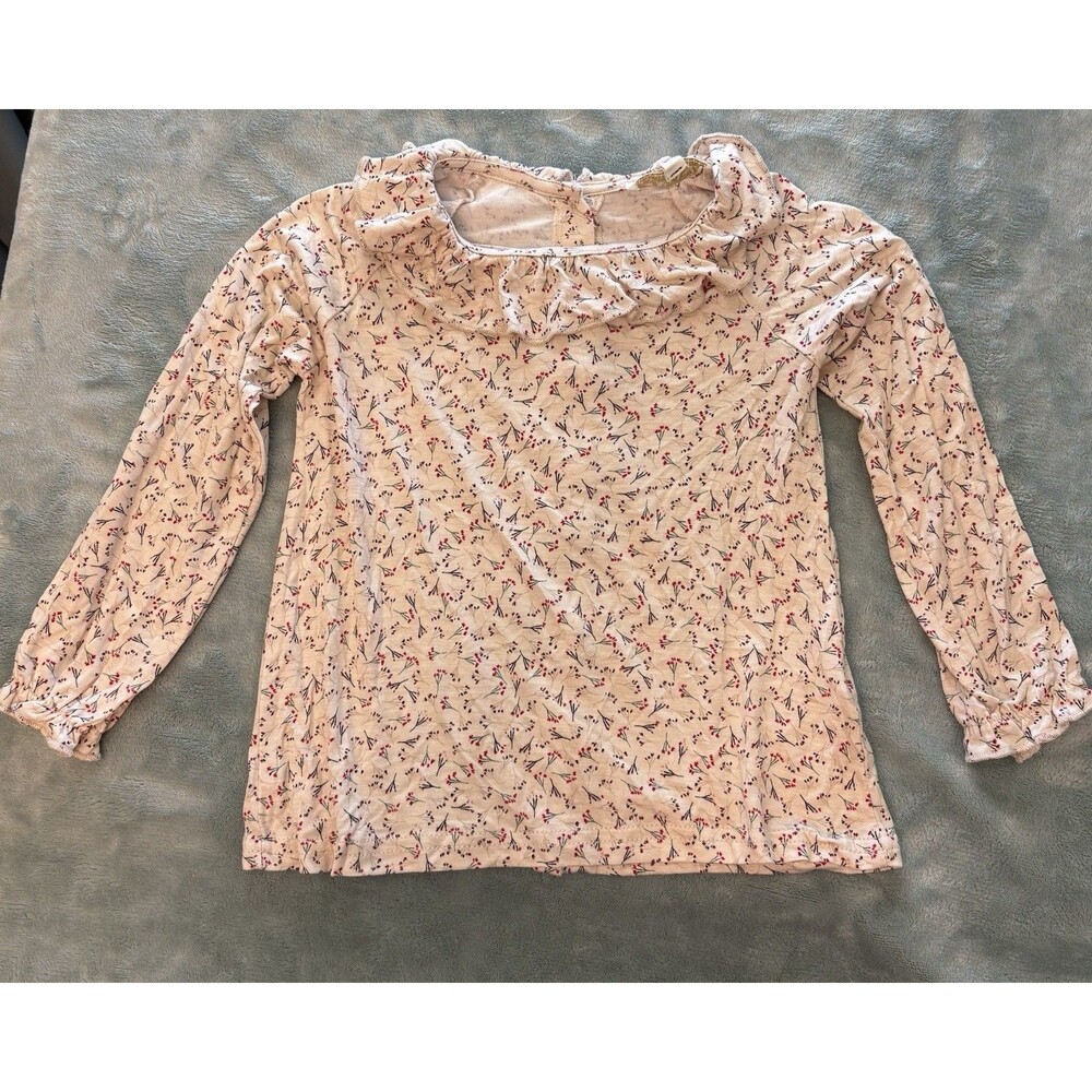 NWT Chelsea &Violet Top Baby Girl 24 Mo Tan Button Back Ruffle Collar LongSleeve